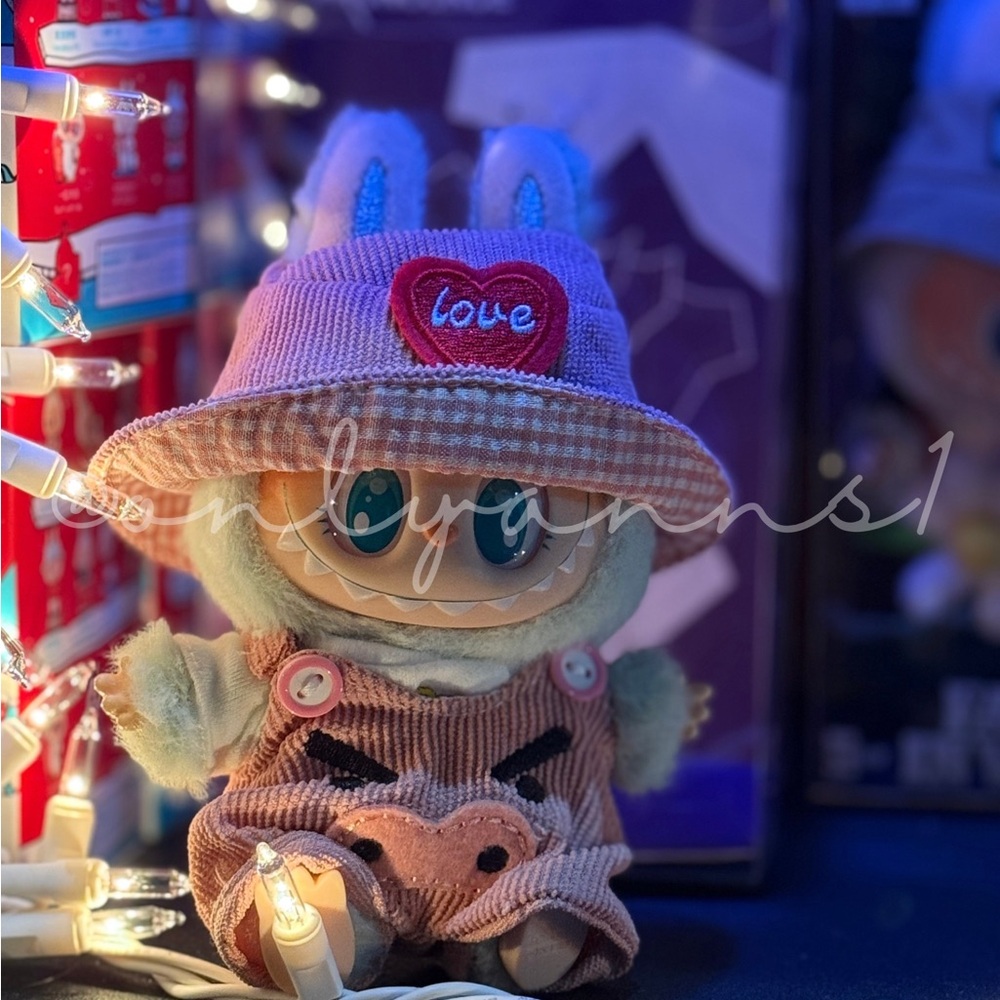 Labubu Clothes - Pink Pig Overall with Hat